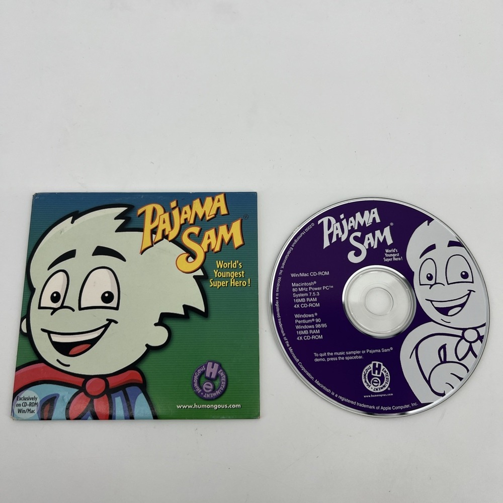 Pajama Sam Worlds Youngest Super Hero CD ROM Demo Disc Music Reel Kidz Stuff